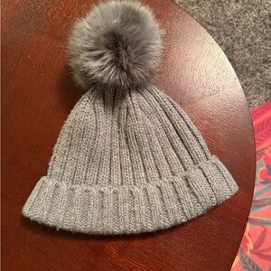 J. Crew Women's Gray Knit Beanie with Pom-Pom